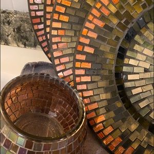 Mosaic Decor pieces 4 plates,candle holder,bowl and vase